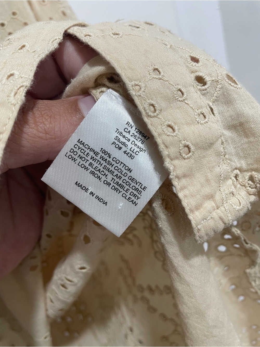 Nili Lotan 100% cotton eyelet shirt tan beige XS slightly oversized - Picture 3 of 5